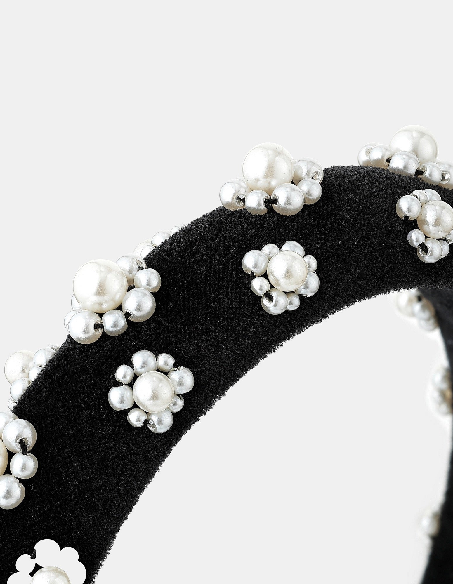 Pearl Floral Velvet Statement Headband