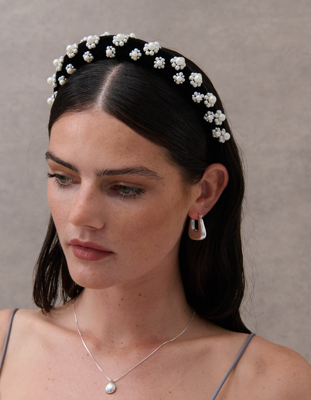 Pearl Floral Velvet Statement Headband