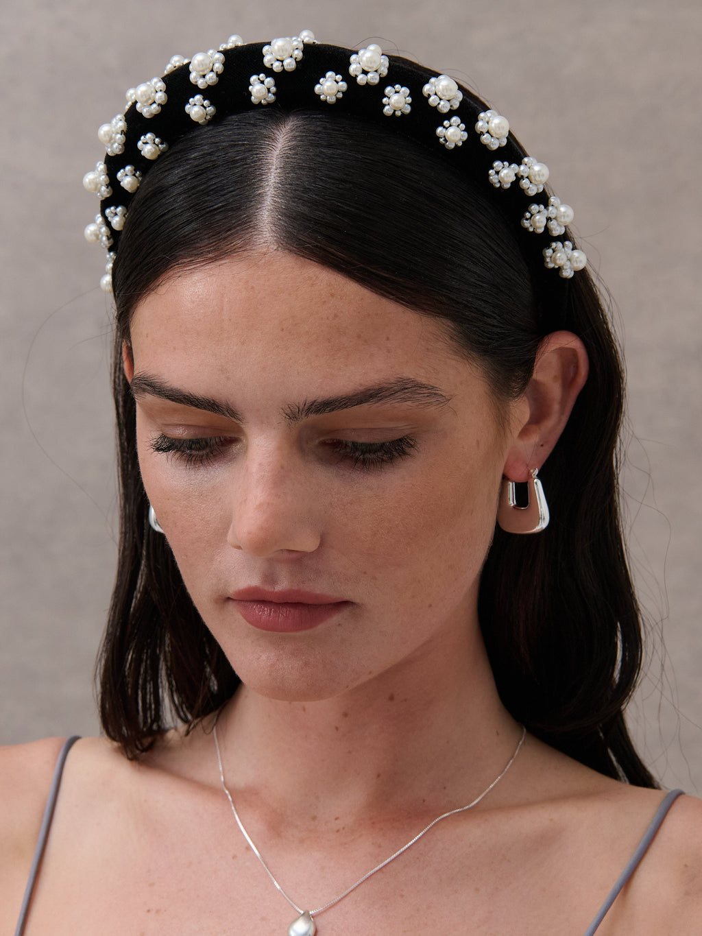 Pearl Floral Velvet Statement Headband