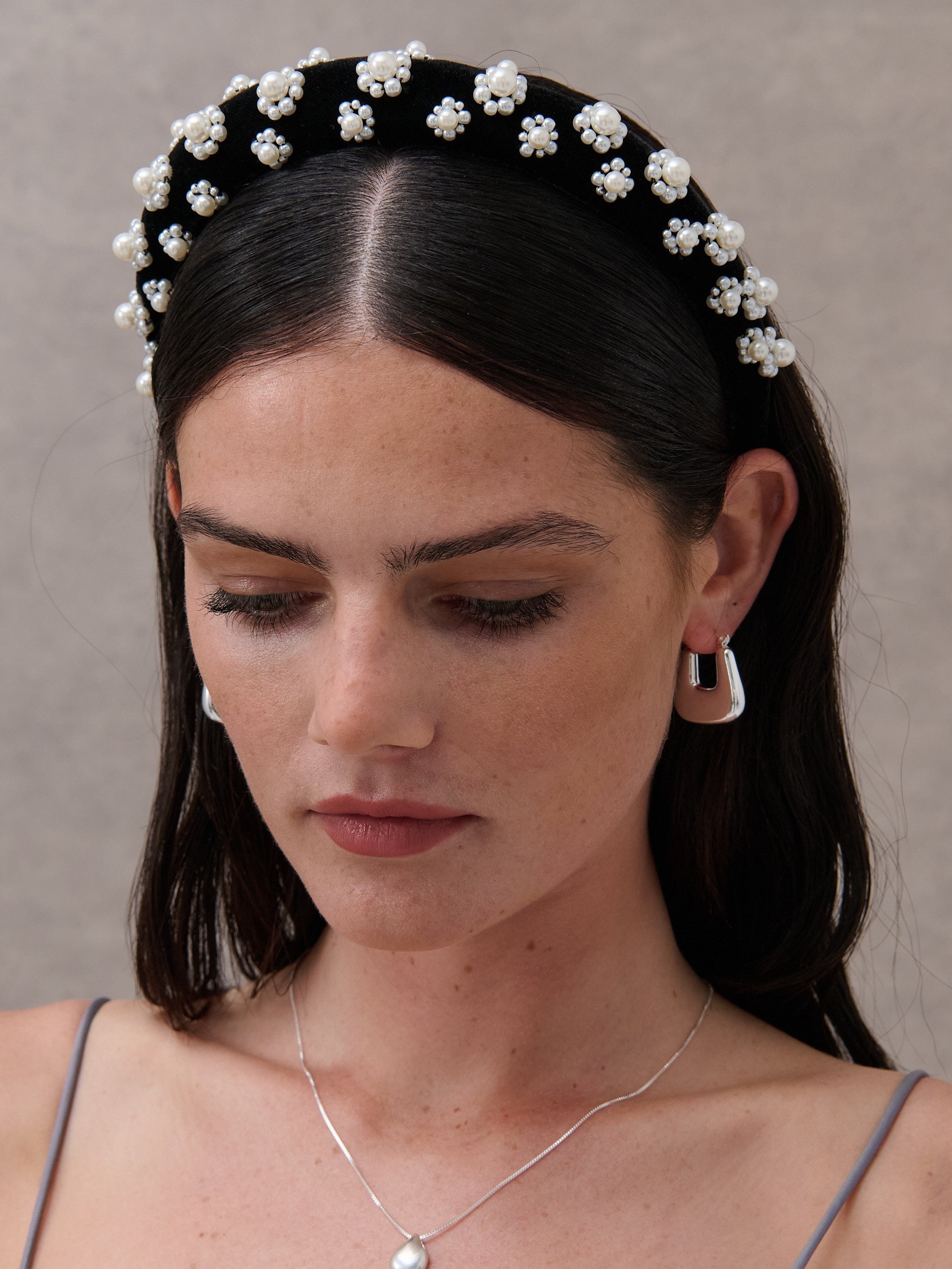 Pearl Floral Velvet Statement Headband