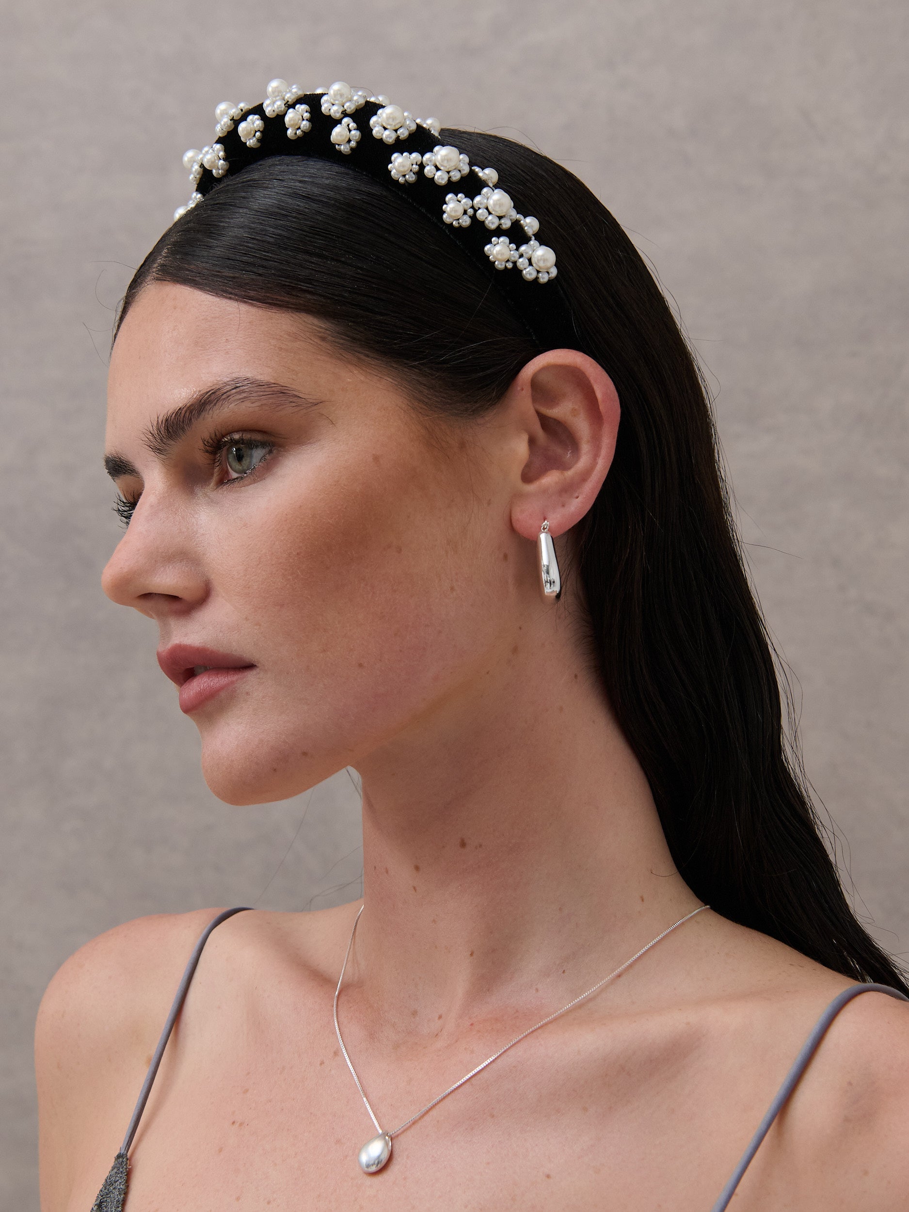 Pearl Floral Velvet Statement Headband