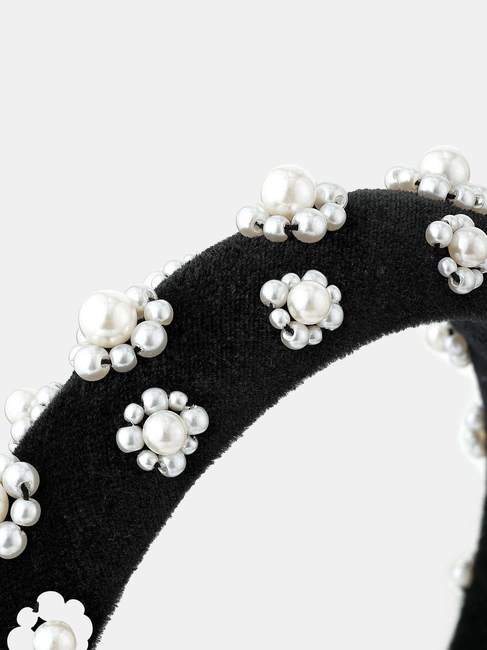 Pearl Floral Velvet Statement Headband