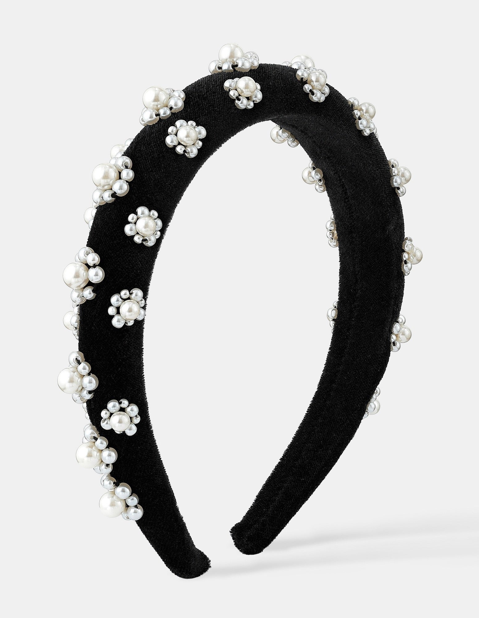 Pearl Floral Velvet Statement Headband