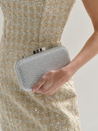 Romie Rhinestone Clutch Bag - Silver