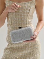 Romie Rhinestone Clutch Bag - Silver