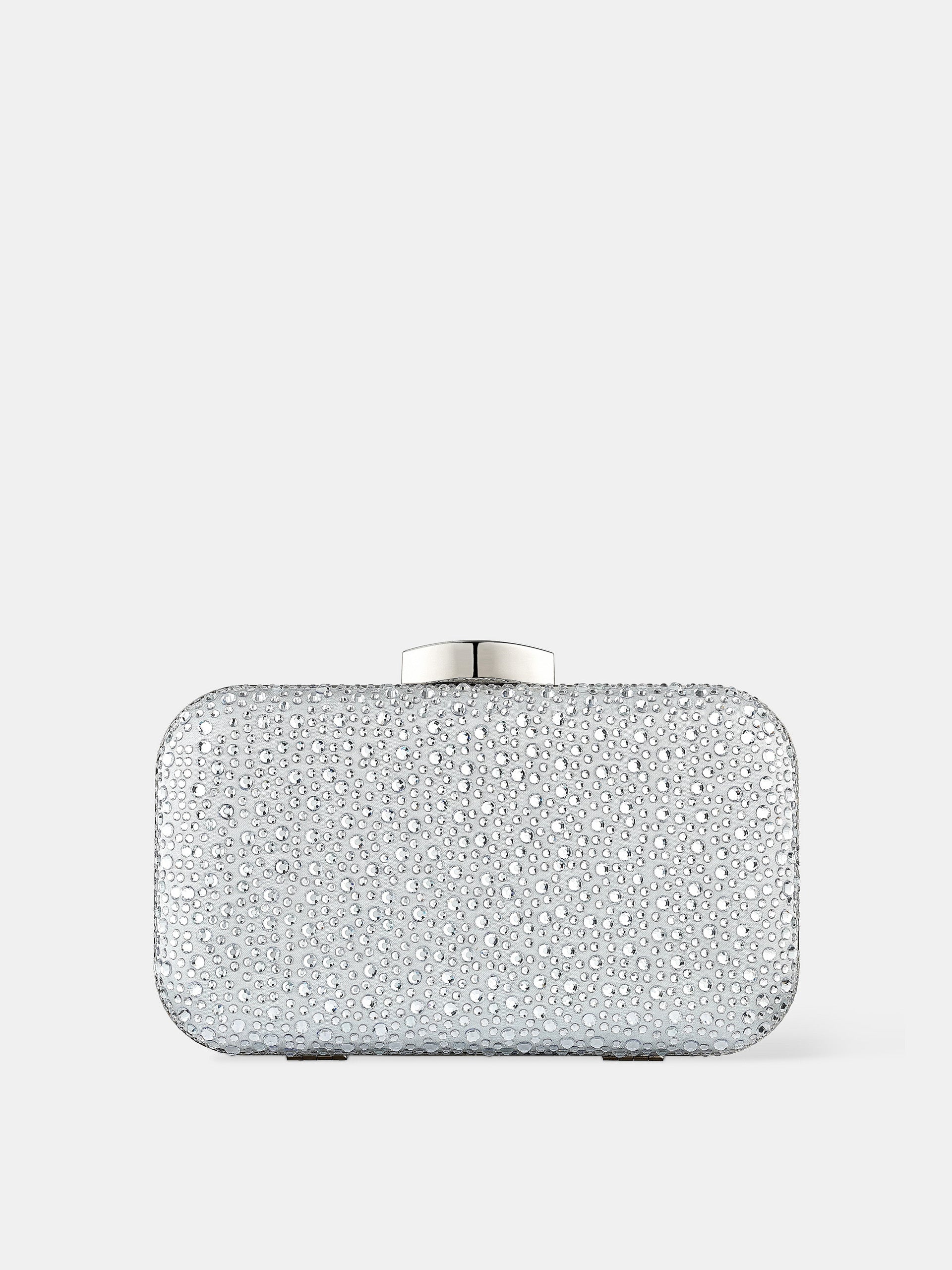 Romie Rhinestone Clutch Bag - Silver
