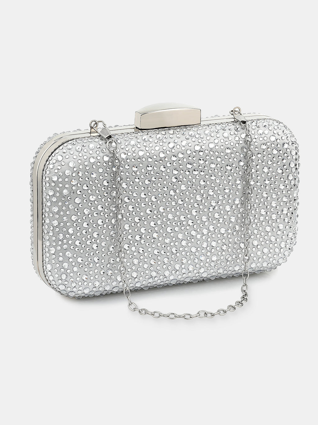 Romie Rhinestone Clutch Bag - Silver