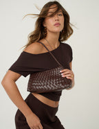 Roselle Woven Shoulder Bag - Brown