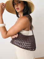 Roselle Woven Shoulder Bag - Brown