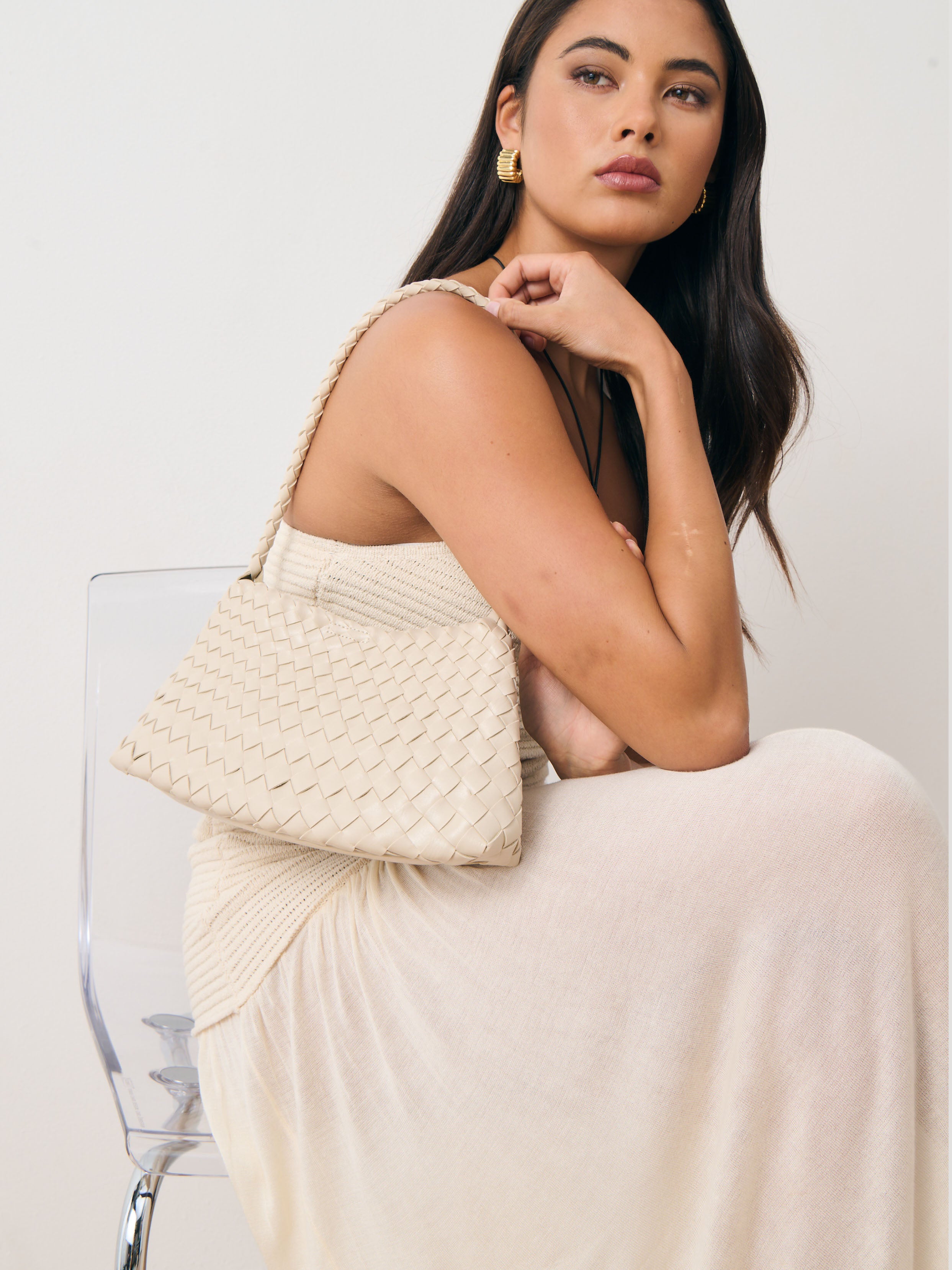 Roselle Woven Shoulder Bag - Ivory