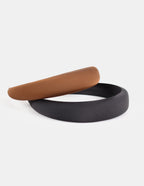 Satin Plain Padded Headband - Black