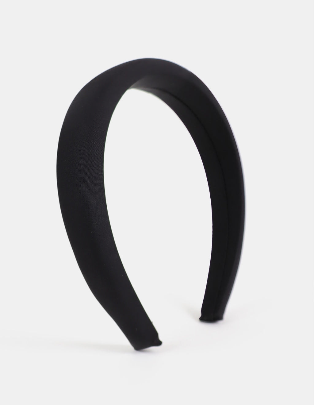 Satin Plain Padded Headband - Black