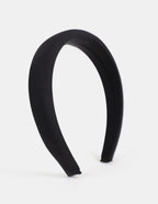 Satin Plain Padded Headband - Black