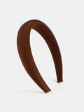Satin Plain Padded Headband - Brown