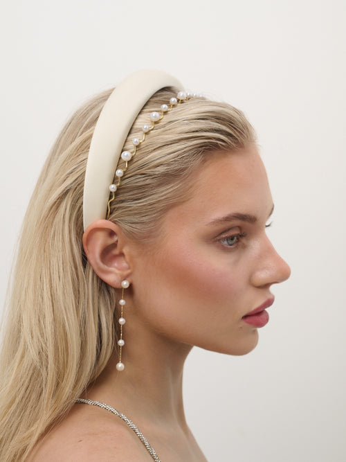 Satin Plain Padded Headband - White