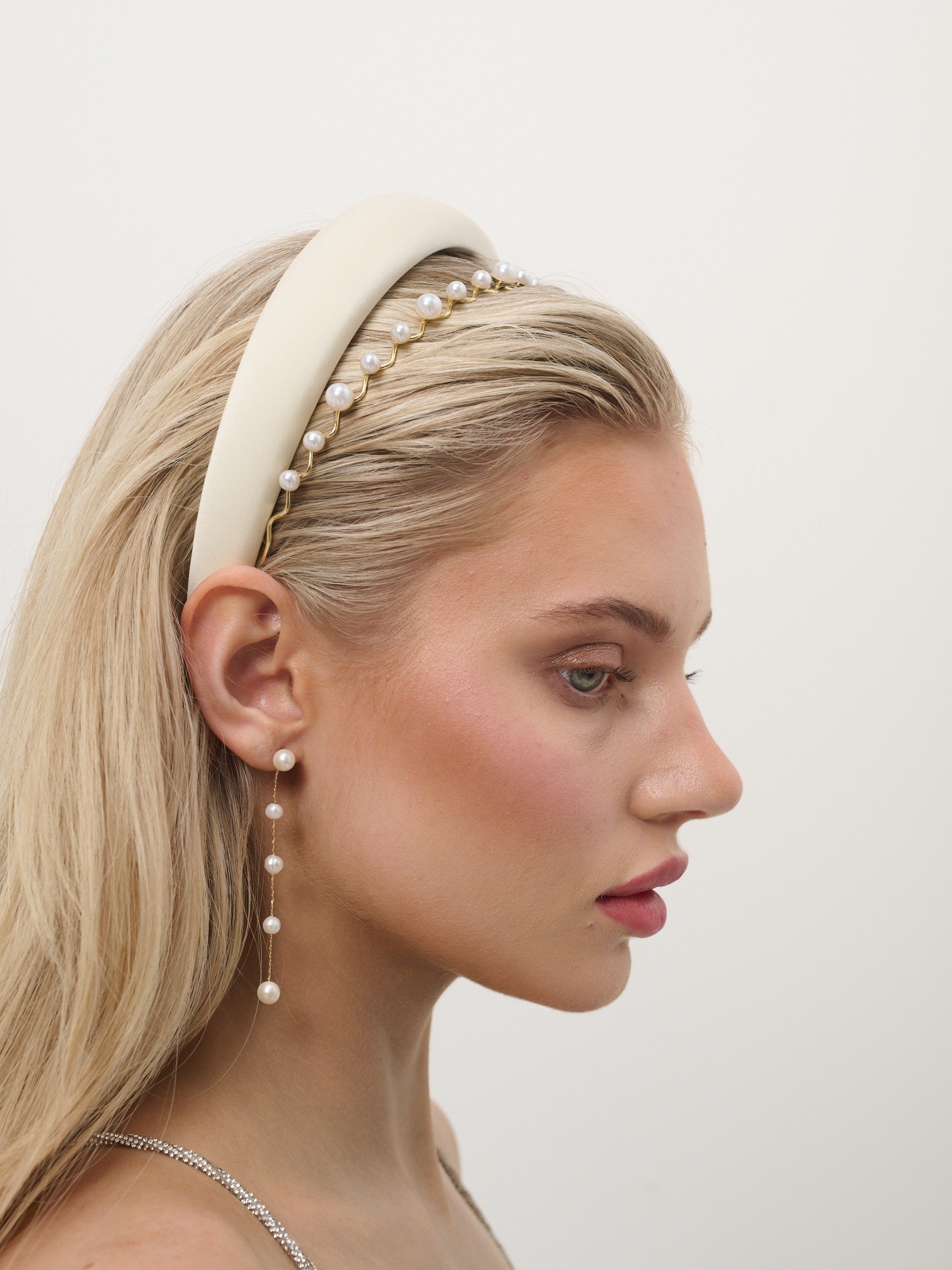 Satin Plain Padded Headband - White