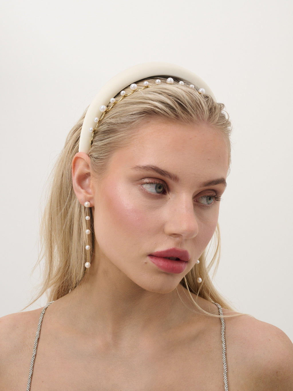 Satin Plain Padded Headband - White