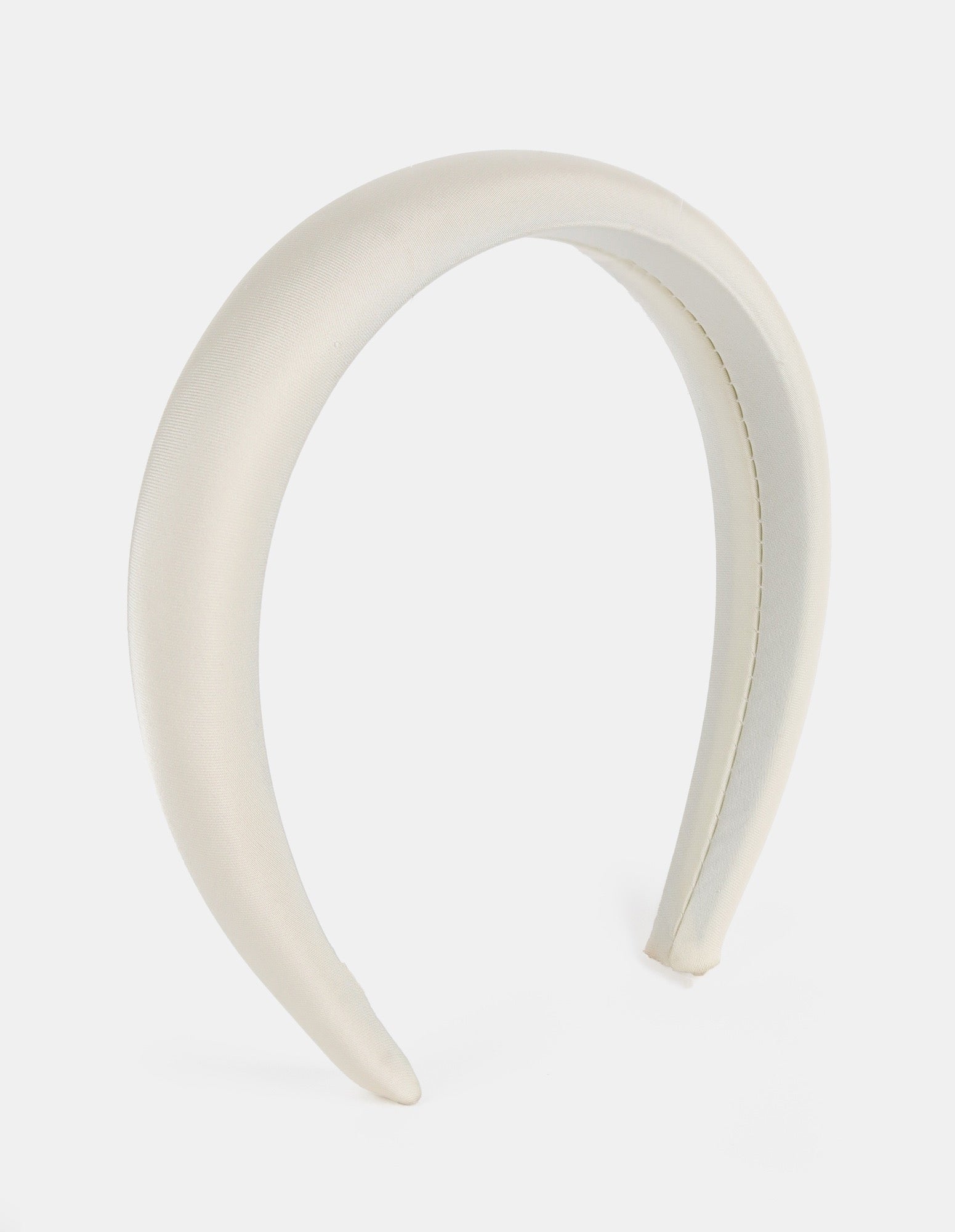 Satin Plain Padded Headband - White
