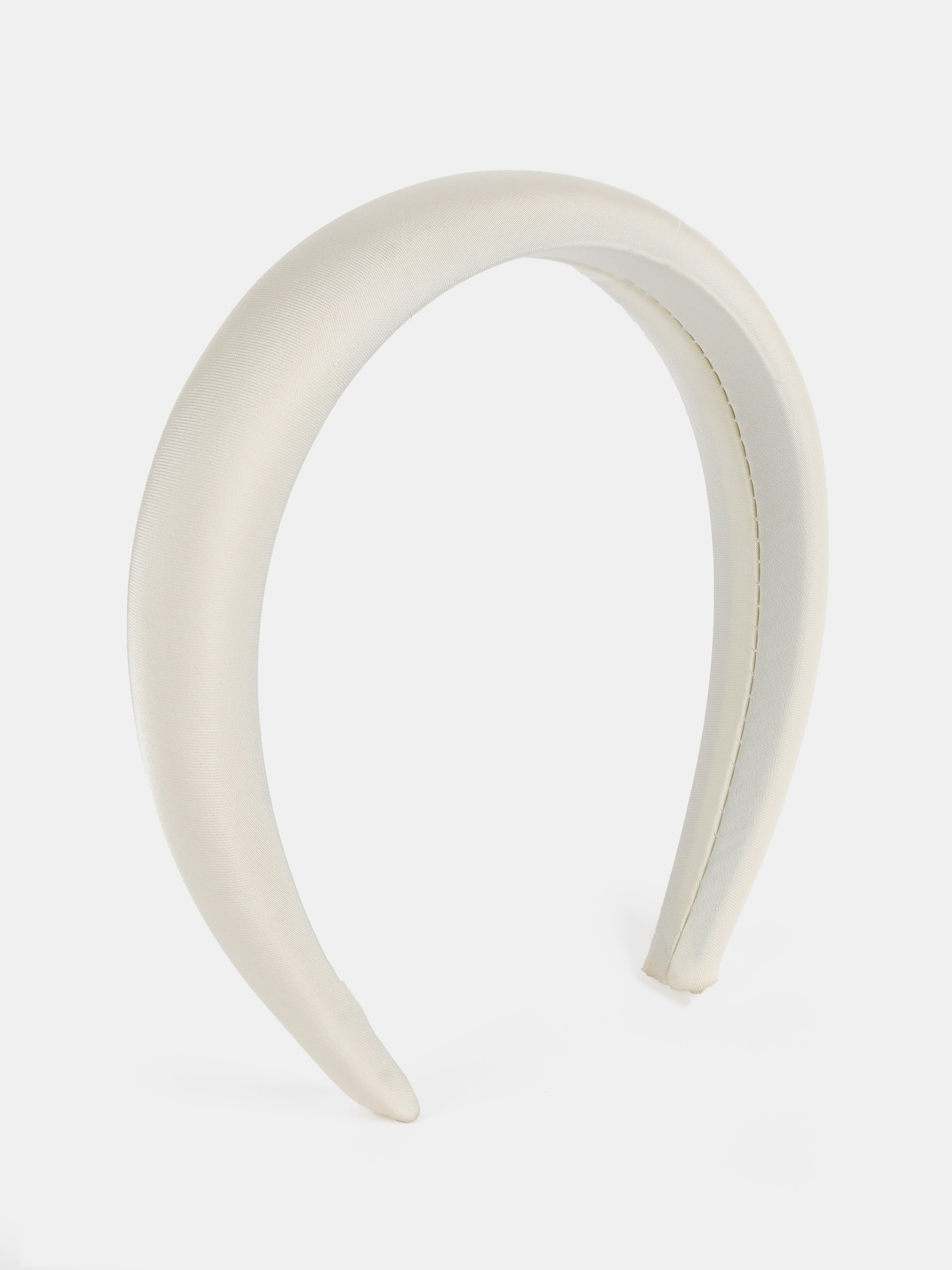 Satin Plain Padded Headband - White