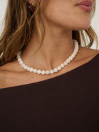 Talia Beaded Necklace - Cream